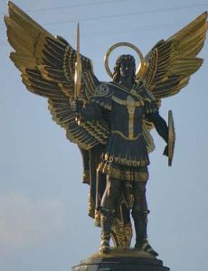 Archangel Michael statue Kiev, Ukraine, where he is the patron saint